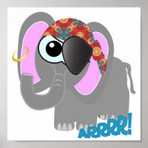 Pirate mignon d'éléphant de Goofkins Posters