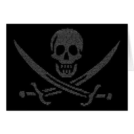 pirate (symbole de pirate fait de chiffres de pi) carte de vœux