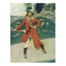 Pirate vintage ; Capitaine Keitt par Howard Pyle Carte Postale