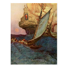 Pirates en mer carte postale