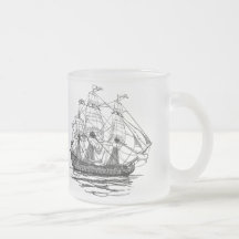 Pirates vintages, croquis d'un bateau d'arme à feu tasse à café