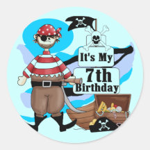 Piratez les 7èmes T-shirts et cadeaux d'anniversai Autocollant Rond