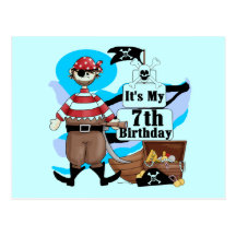 Piratez les 7èmes T-shirts et cadeaux d'anniversai Carte Postale
