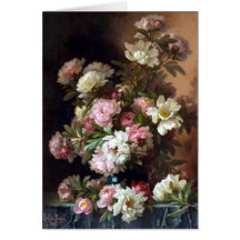 Pivoines dans le rose et le blanc cartes de vœux