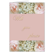 Pivoines et perles carte de vœux