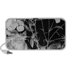 Pivoines florales noires et blanches haut-parleur mobile