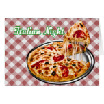 Pizza la nuit Checkered rouge d'Italien de tissu Carte De Vœux