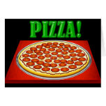 Pizza sur la boîte rouge avec le grand lettrage ve carte de vœux