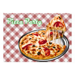 Pizza sur la partie Checkered rouge de tissu Cartons D'invitation
