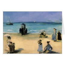 Plage à Boulogne par Manet, impressionisme vintage Carte De Vœux