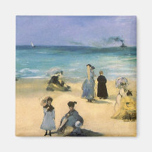 Plage à Boulogne par Manet, impressionisme vintage Aimant