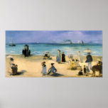 Plage à Boulogne par Manet, impressionisme vintage Affiches