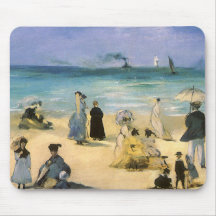 Plage à Boulogne par Manet, impressionisme vintage Tapis De Souris
