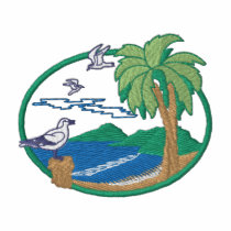 Plage avec la scène de mouettes polos brodés