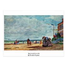 Plage chez Trouville par Boudin Eugène Carte Postale