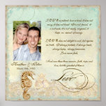 Plage côtière d'hippocampe - mariage personnalisé affiche