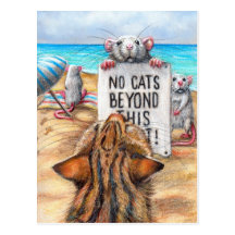 Plage de chat de rat carte postale de signe de "au