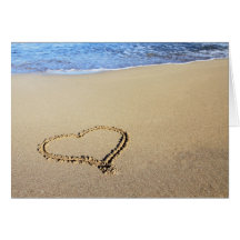 Plage de coeur d'amour carte de vœux