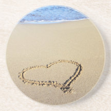 Plage de coeur d'amour dessous de verres