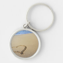 Plage de coeur d'amour porte-clé