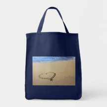 Plage de coeur d'amour sacs fourre-tout