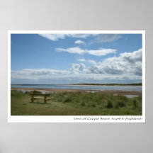 Plage de Golspie, copie écossaise de montagnes Affiches