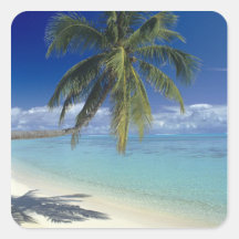 Plage de Matira sur l'île de Bora Bora, société Sticker Carré