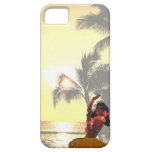 Plage de palmier avec la fille de danse polynésien étuis iPhone 5