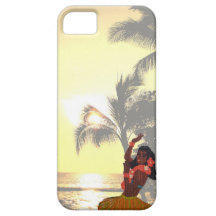 Plage de palmier avec la fille de danse polynésien étuis iPhone 5