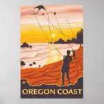 Plage et cerfs-volants - côte de l'Orégon Poster