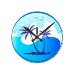 Plage et horloge murale tropicales de palmiers