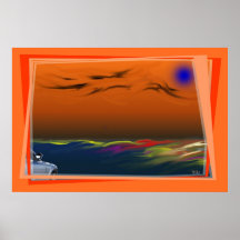 Plage étrangère encadrée poster