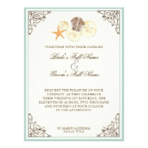 Plage florale de remous de coquillage de fleur d'h cartons d'invitation