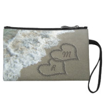 Plage romantique de coeurs de sable sacs à main avec anse