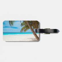 Plage tropicale de paradis étiquettes de bagages