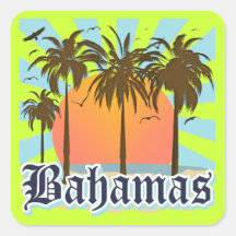Plages d'îles des Bahamas Autocollants Carrés