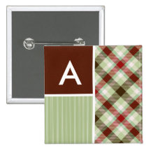 Plaid de rouge foncé et de vert sauge pin's