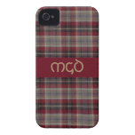 Plaid de tartan noir et brun rouge avec le monogra coque iPhone 4 Case-Mate