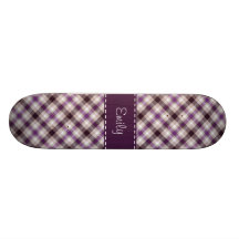 Plaid pourpre et bronzage plateau de planche à roulettes