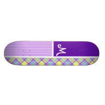 Plaid pourpre et jaune plateau de skateboard