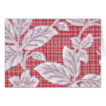 Plaid rouge avec le papier peint de cru de feuille cartes de vœux