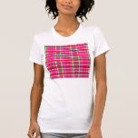 Plaid rouge-rose et vert moderne t-shirts