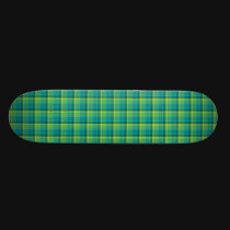 Plaid vert-bleu jaune planches à roulettes