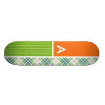 Plaid vert et orange skateboards personnalisés