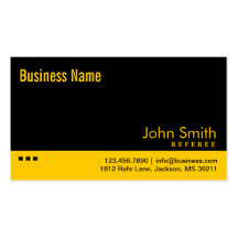 Plain Black & Yellow Referee Business Card