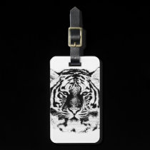 Plan rapproché 5 de visage de tigre étiquettes à bagages
