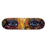 Planche à roulettes abstraite d'yeux bleus