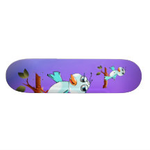 Planche à roulettes bleue d'oiseau de ressort