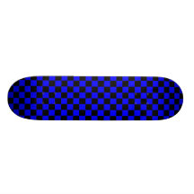 Planche à roulettes bleue et noire de damier