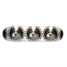Planche à roulettes cavalière de chien d'épagneul 